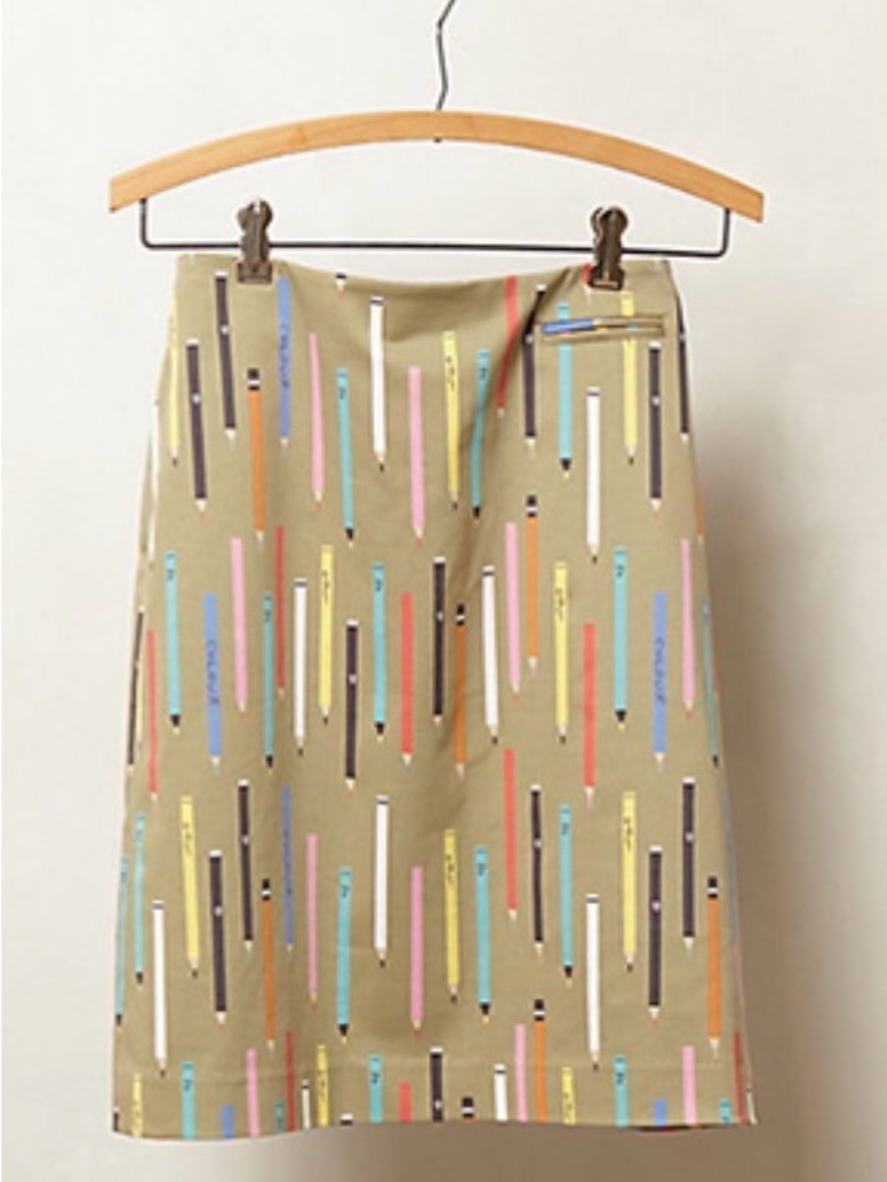 Anthropologie Elevenses Pencil Skirt with multi-colored pencil print size 2